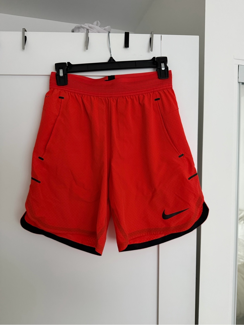 Nike Men’s Red Athletic Shorts with Black Trim